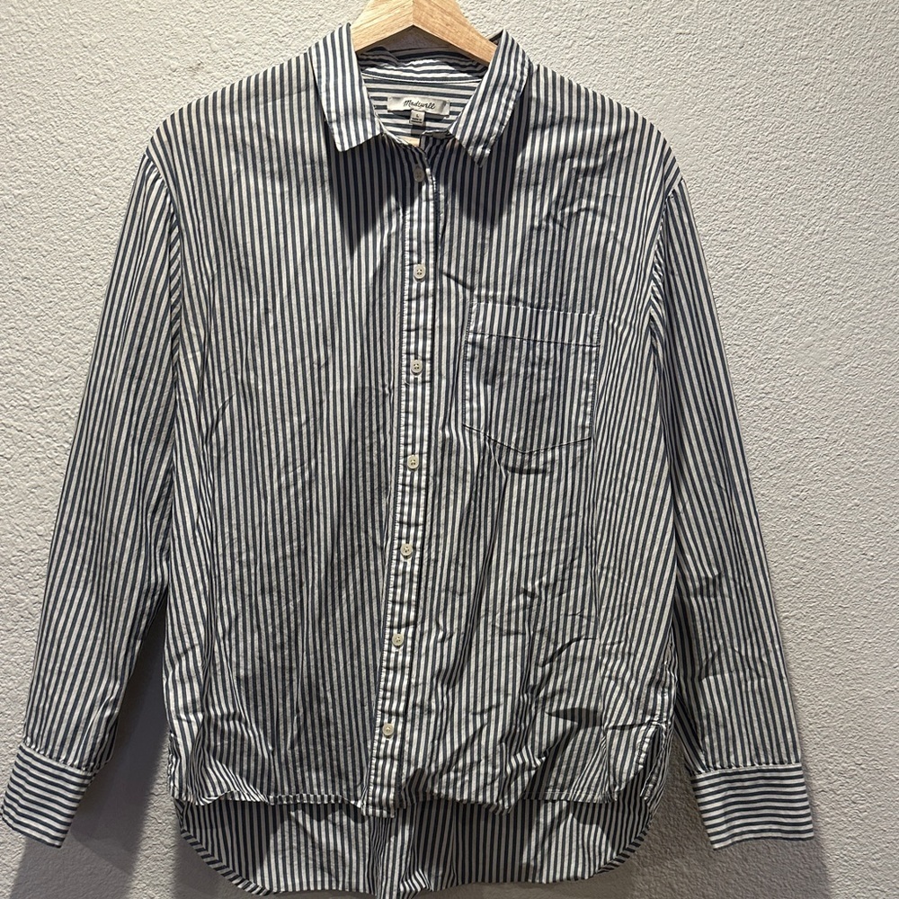 Madewell Classic Blue and White Striped Shirt
